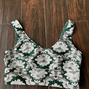 Current Air Anthropologie Green, White & Gold Women's Floral Brocade Top Size M